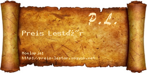 Preis Lestár névjegykártya